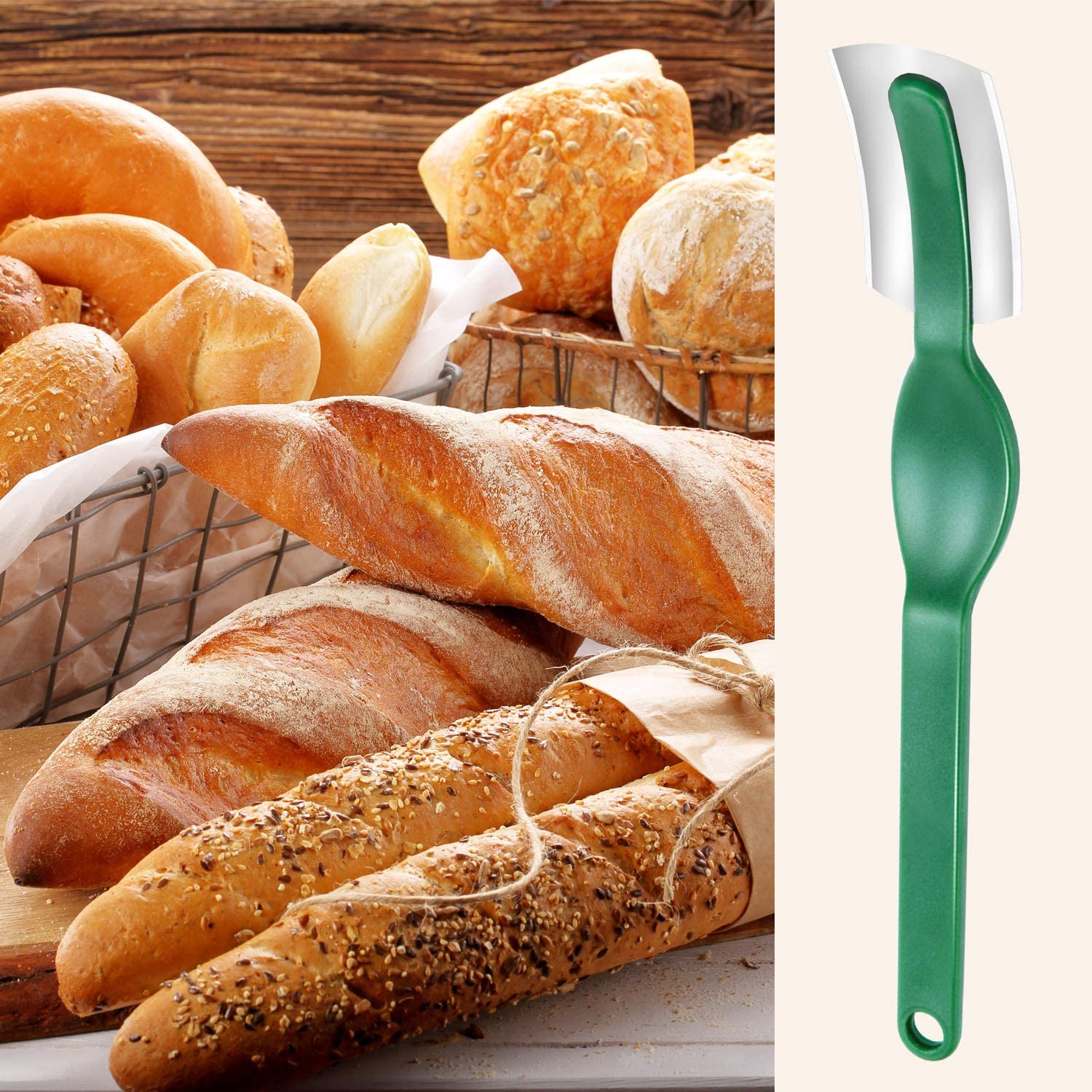 4 Pieces Lame Bread Tools Curved Bread Blade with Green Protective ...